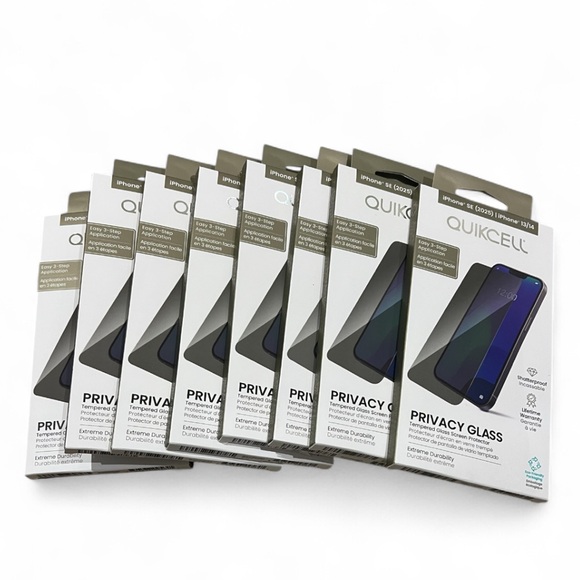 Quikcell Privacy Glass Screen Protector for iPhone SET OF 8 NWT - Picture 1 of 3